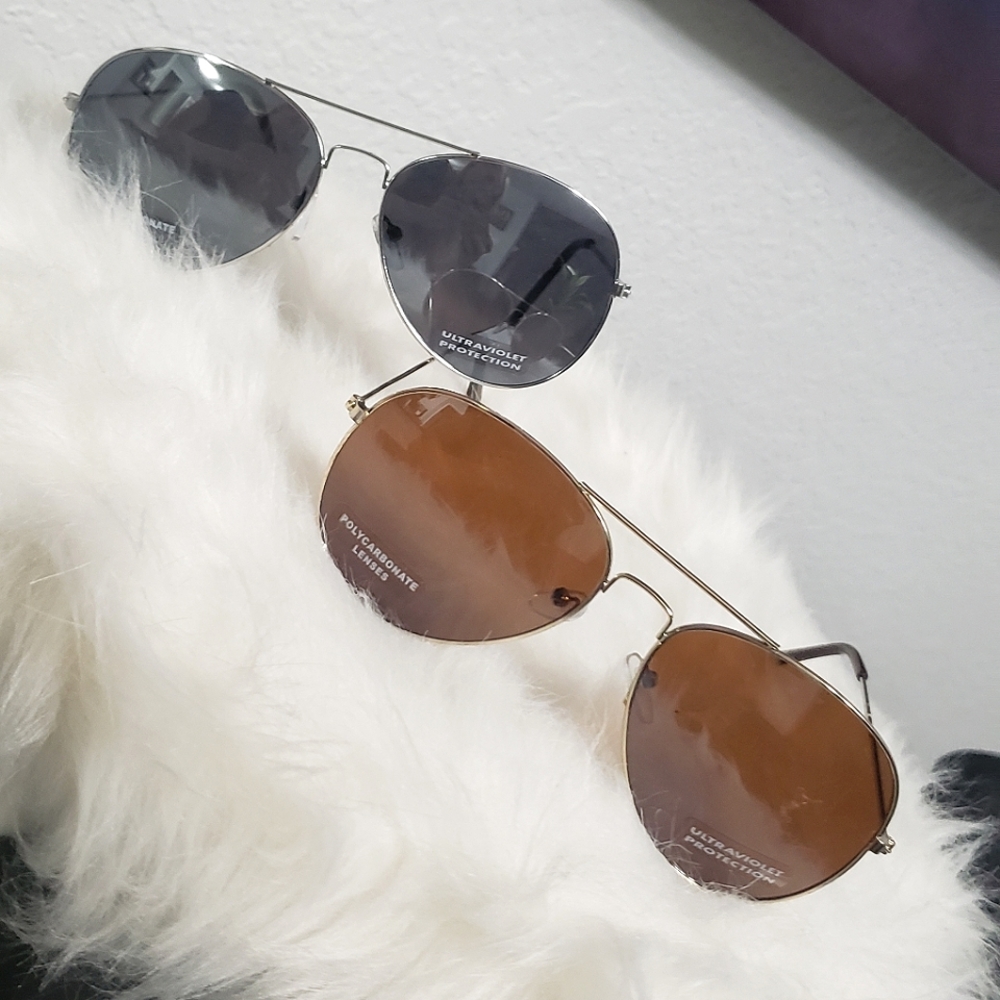 TWO PACK Aviators Gold and Silver Frames